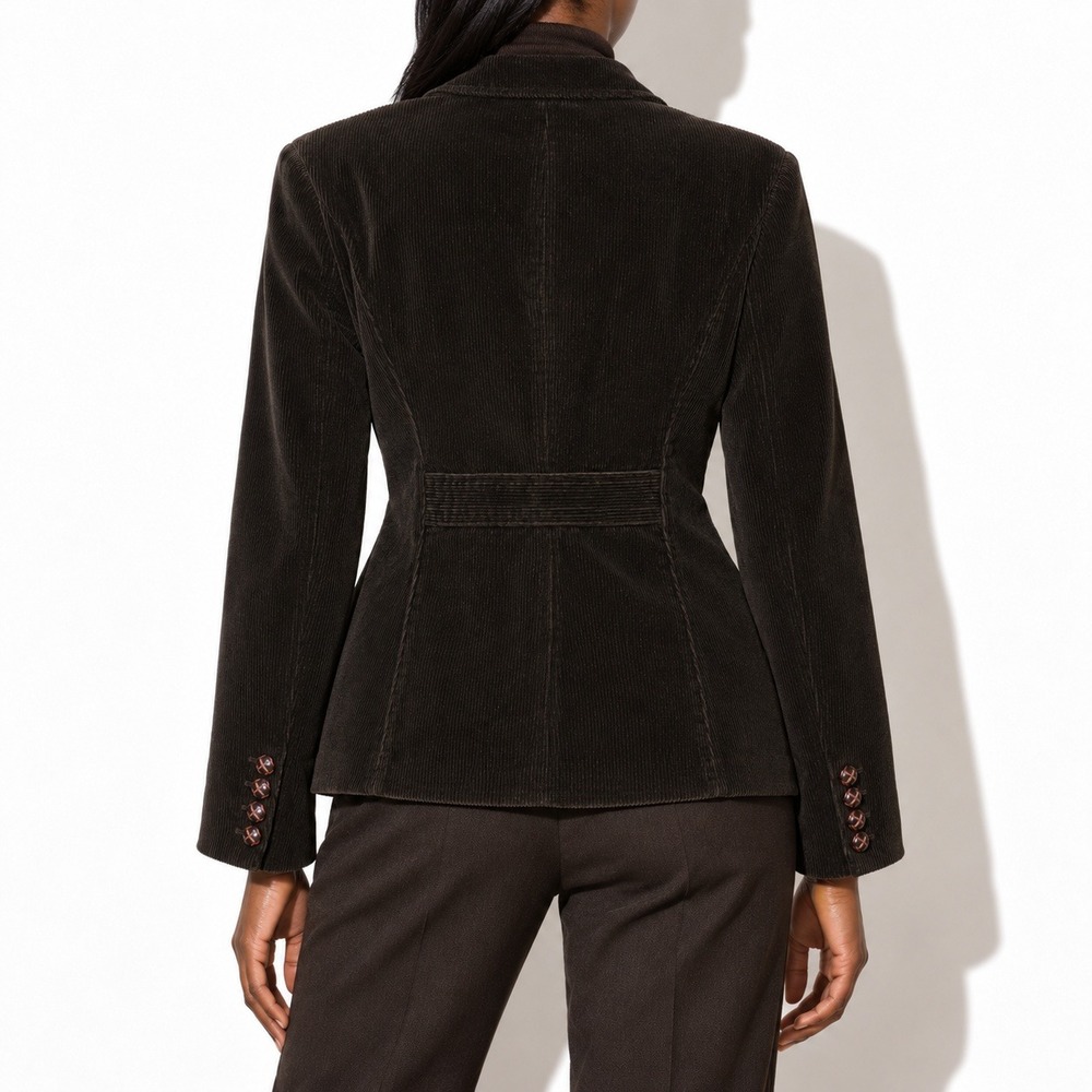 Vintage LL Bean Corduroy Blazer Womens 20W Dark Chocolate Brown Cotton Jacket - Picture 3 of 7